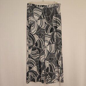 Chicos Travelers Pant Chicos Sz1 Womens Sz 8 Navy Pattern Wide Leg Full Length
